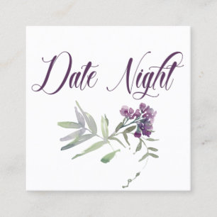 Watercolor Wildflowers Lavender Date Night Card