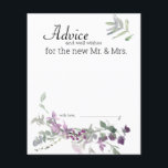 Watercolor Wildflowers Lavender Floral Advice Card<br><div class="desc">Beautiful Watercolor Wildflowers of Soft Greens and Lavender and Purples.  Personalise with your event details easily and quickly,  simply press the customise it button. Coordinating floral on the back. Matching items to complete your event collection are available in our Zazzle store!</div>