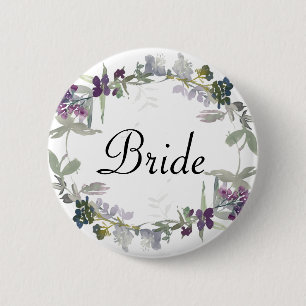 Watercolor Wildflowers Lavender Floral Bride 6 Cm Round Badge