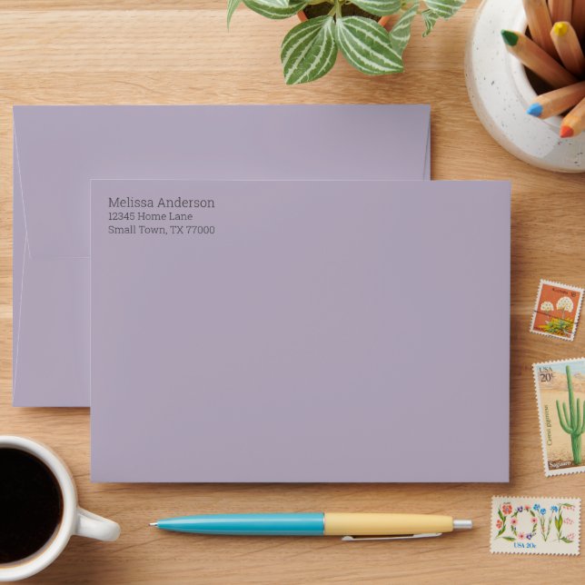 Watercolor Wildflowers Lavender Floral Invite Envelope (Desk)