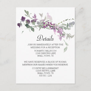 Watercolor Wildflowers Lavender Floral Wedding Enclosure Card