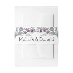 Watercolor Wildflowers Lavender Floral Wedding Invitation Belly Band