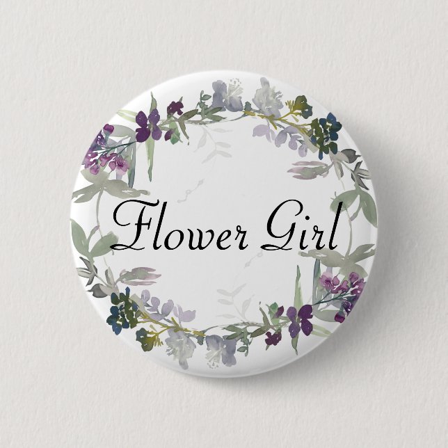 Watercolor Wildflowers Lavender Flower Girl 6 Cm Round Badge (Front)