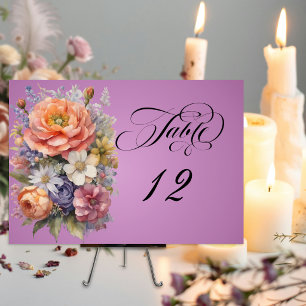 Watercolor Wildflowers - Lavender Table Number