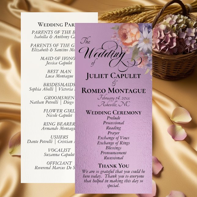 Watercolor Wildflowers - Lavender Wedding Programme (Creator Uploaded)