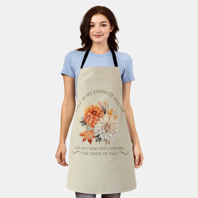 Watercolor wildflowers leaves fall autumn quotes apron (Worn)