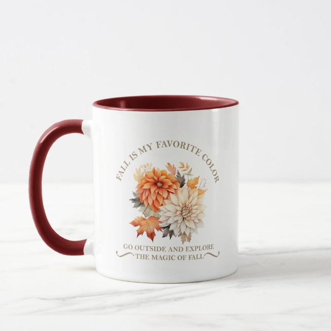 Watercolor wildflowers leaves fall autumn quotes mug (Left)