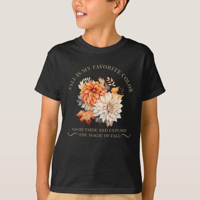 Watercolor wildflowers leaves fall autumn quotes T-Shirt (Front)