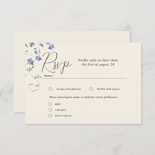  Watercolor wildflowers meadow Wedding RSVP Cards (Front/Back)