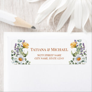 watercolor wildflowers minimal wedding address