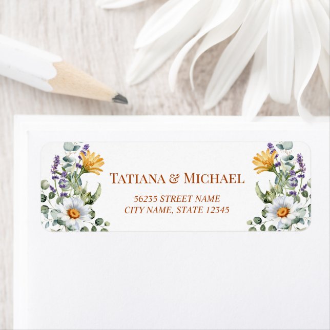 watercolor wildflowers minimal wedding address (Insitu)