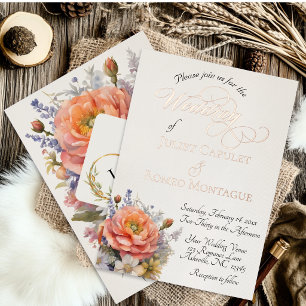 Watercolor Wildflowers, Monogram - Cream