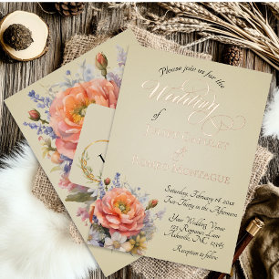 Watercolor Wildflowers, Monogram - Wheat