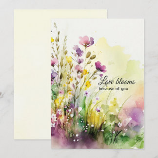 Watercolor Wildflowers Mother’s Day Purple Yellow  Holiday Card