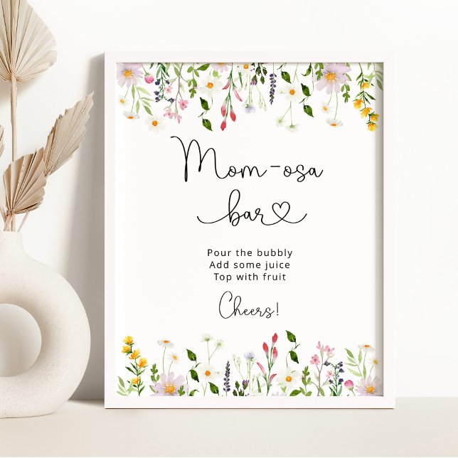 Watercolor wildflowers Mum-osa bar Poster (Creator Uploaded)
