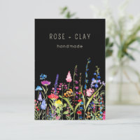 Watercolor Wildflowers on Black Business Supplies