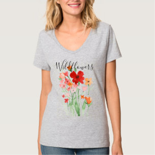 Watercolor Wildflowers on T-Shirt