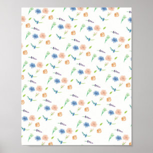 Watercolor Wildflowers Original Art Poster