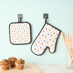 Watercolor Wildflowers Oven Mitt & Pot Holder Set