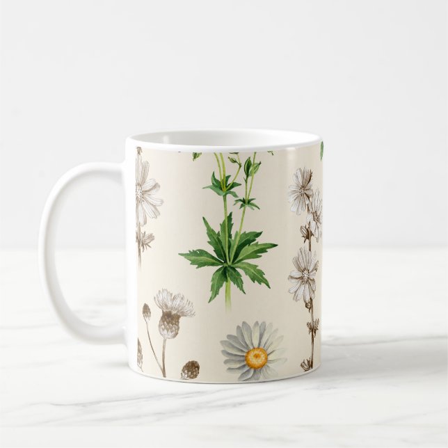 Watercolor wildflowers pattern. coffee mug (Left)