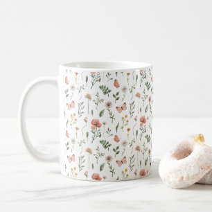 Watercolor Wildflowers Pattern Coffee Mug