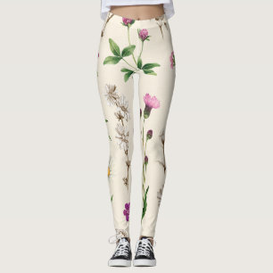 Watercolor wildflowers pattern. leggings