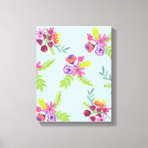 Watercolor Wildflowers Pattern Leggings Wrapping P Canvas Print