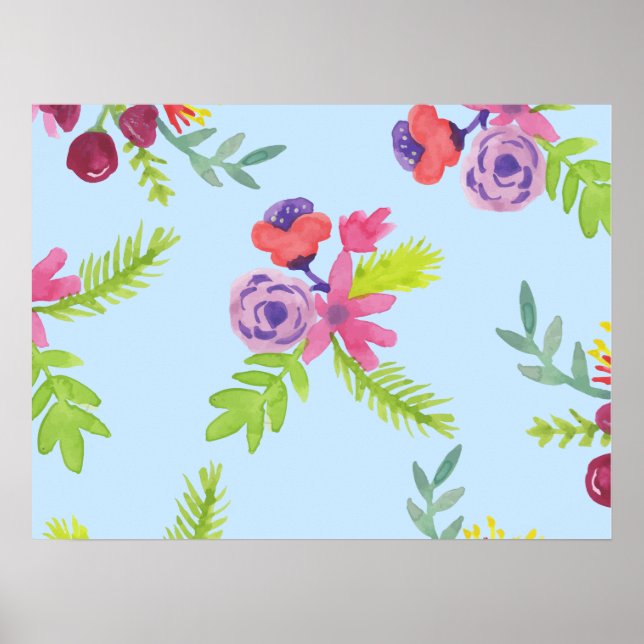 Watercolor Wildflowers Pattern Leggings Wrapping P Poster (Front)
