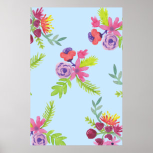 Watercolor Wildflowers Pattern Leggings Wrapping P Poster