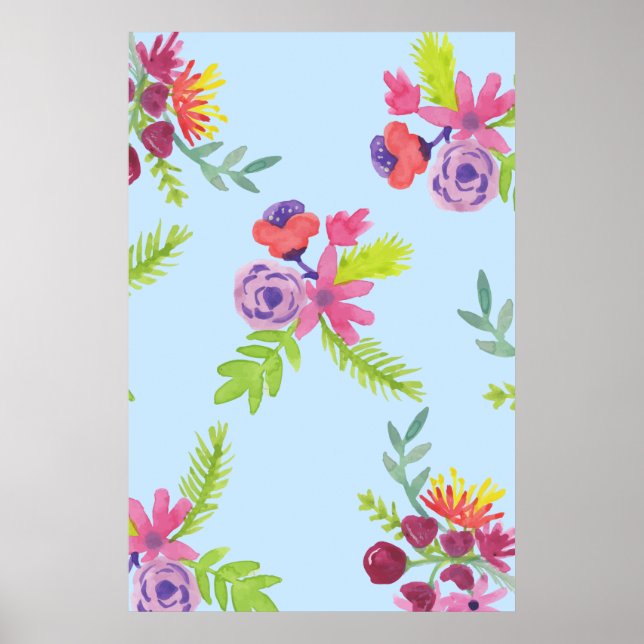 Watercolor Wildflowers Pattern Leggings Wrapping P Poster (Front)