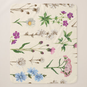 Watercolor wildflowers pattern. sherpa blanket