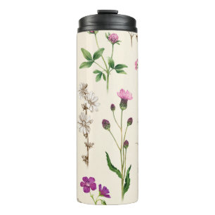 Watercolor wildflowers pattern. thermal tumbler