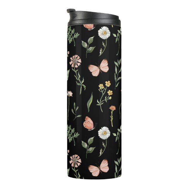 Watercolor Wildflowers Pattern Thermal Tumbler (Rotated Right)