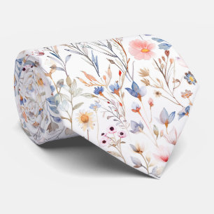 Watercolor Wildflowers Pattern Tie