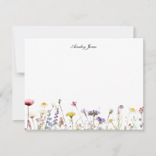 Watercolor Wildflowers Personalised Flat Thank you Card