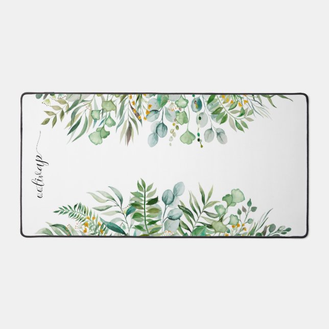 Watercolor Wildflowers Personalised Script Name Desk Mat (Front)