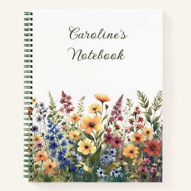 Watercolor Wildflowers Personalised Summer Journal (Front)