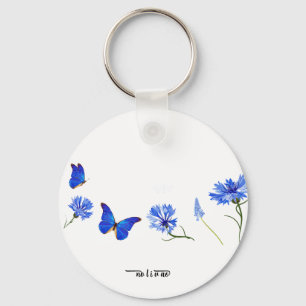 Watercolor Wildflowers Personalized Script Name Key Ring