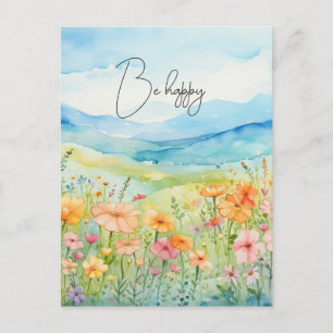 Watercolor Wildflowers Postcard