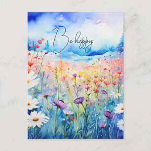 Watercolor Wildflowers Postcard