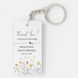 Watercolor Wildflowers Rehearsal Dinner Favour Key Ring