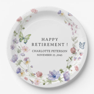 Watercolor Wildflowers Retirement Party  Paper Plate