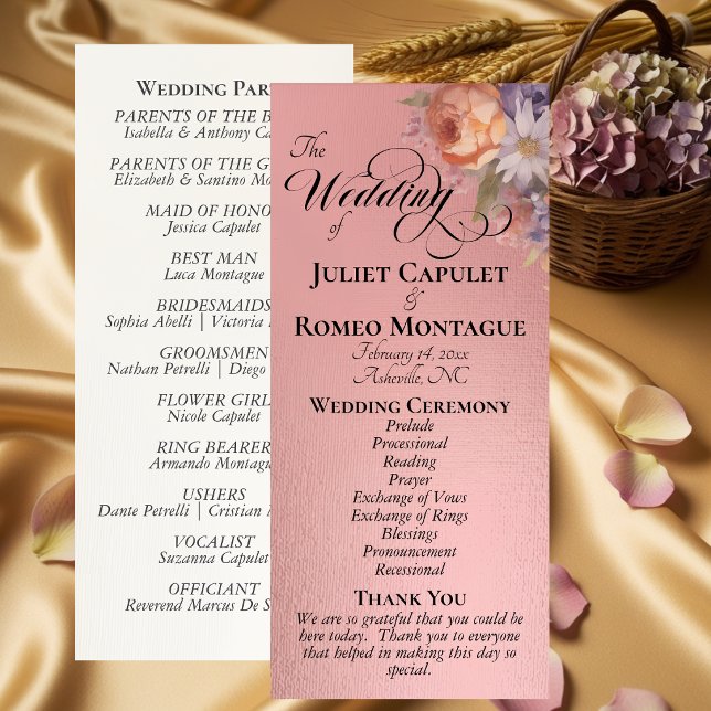 Watercolor Wildflowers - Rose Gold Wedding Programme (Creator Uploaded)