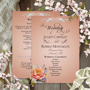 Watercolor Wildflowers - Rose Gold Wedding Programme