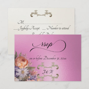 Watercolor Wildflowers - Rose Pink RSVP Card