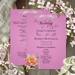 Watercolor Wildflowers - Rose Pink Wedding Programme