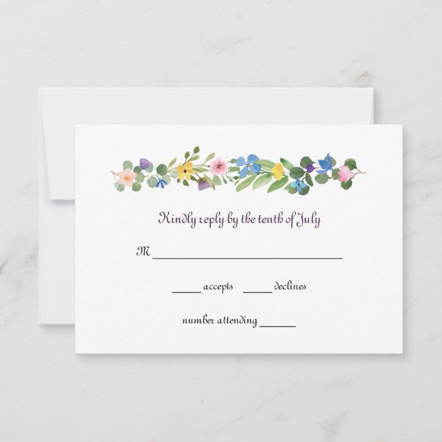 Watercolor Wildflowers RSVP Response Card (Front)