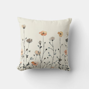 Watercolor Wildflowers Rustic Elegance Botanical Cushion