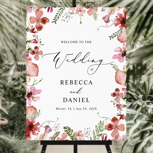 Watercolor Wildflowers Rustic Wedding  Poster (Creator Uploaded)