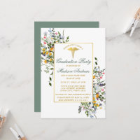 Watercolor Wildflowers Sage Green Nurse Grad Party